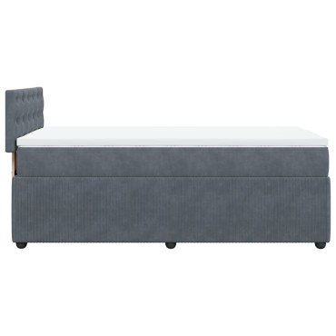 vidaXL Κρεβάτι Boxspring με Στρώμα Σκούρο Γκρι 90x200 εκ. Βελούδινο