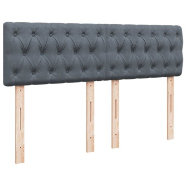 vidaXL Κρεβάτι Boxspring με Στρώμα Σκούρο Γκρι 140x190 εκ. Βελούδινο