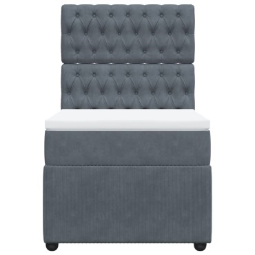vidaXL Κρεβάτι Boxspring με Στρώμα Σκούρο Γκρι 90x200 εκ. Βελούδινο