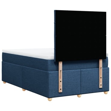vidaXL Κρεβάτι Boxspring με Στρώμα Μπλε 120x200 εκ. Υφασμάτινο