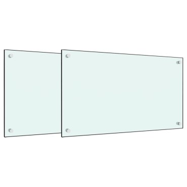 vidaXL Πλάτες Κουζίνας 2 τεμ. Λευκές 70x50 εκ. από Ψημένο Γυαλί