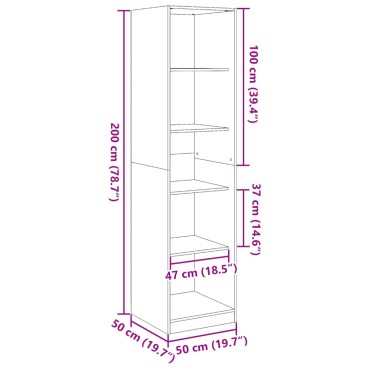 vidaXL Ντουλάπα Χρώμα Καπνιστή Δρυς 50x50x200cm από Επεξ. Ξύλο 1 τεμ.
