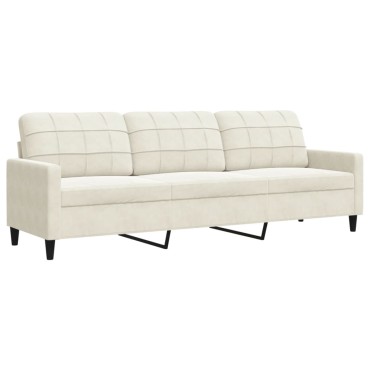 vidaXL Καναπές Τριθέσιος Κρεμ Βελούδινος 226x77x80cm 1 τεμ.