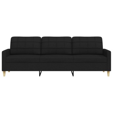 vidaXL Καναπές Τριθέσιος Μαύρος Υφασμάτινος 226x77x80cm 1 τεμ.