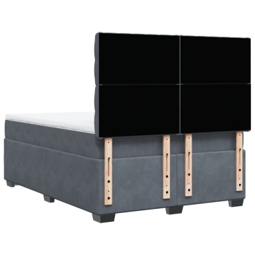 vidaXL Κρεβάτι Boxspring με Στρώμα Σκούρο Γκρι 140x190 εκ. Βελούδινο