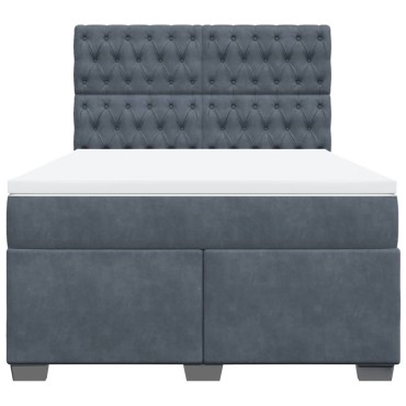 vidaXL Κρεβάτι Boxspring με Στρώμα Σκούρο Γκρι 140x190 εκ. Βελούδινο