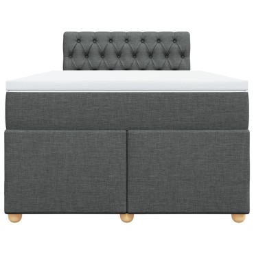vidaXL Κρεβάτι Boxspring με Στρώμα Σκούρο Γκρι 120x190 εκ Υφασμάτινο