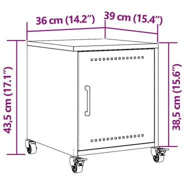 vidaXL Κομοδίνο Μαύρο 36x39x43,5cm από Χάλυβα 1 τεμ.