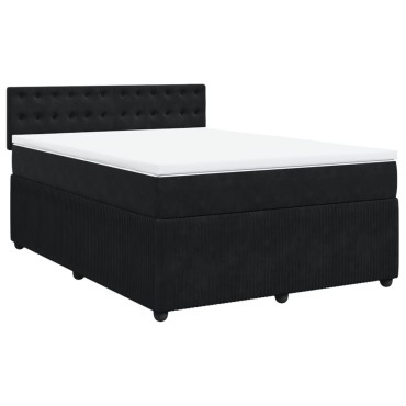 vidaXL Κρεβάτι Boxspring με Στρώμα Μαύρο 140x200cm Βελούδινο 1 τεμ. - Διπλό