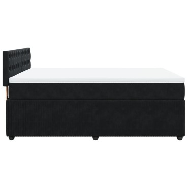 vidaXL Κρεβάτι Boxspring με Στρώμα Μαύρο 140x200cm Βελούδινο 1 τεμ. - Διπλό