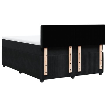 vidaXL Κρεβάτι Boxspring με Στρώμα Μαύρο 140x200cm Βελούδινο 1 τεμ. - Διπλό