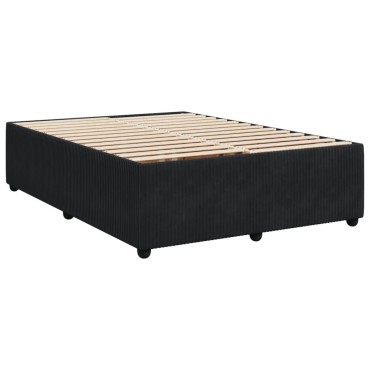 vidaXL Κρεβάτι Boxspring με Στρώμα Μαύρο 140x200cm Βελούδινο 1 τεμ. - Διπλό