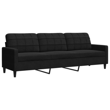 vidaXL Καναπές Τριθέσιος Μαύρος Βελούδινος 226x77x80cm 1 τεμ.
