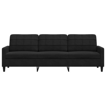 vidaXL Καναπές Τριθέσιος Μαύρος Βελούδινος 226x77x80cm 1 τεμ.
