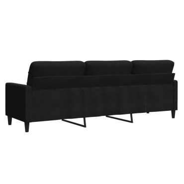 vidaXL Καναπές Τριθέσιος Μαύρος Βελούδινος 226x77x80cm 1 τεμ.