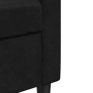 vidaXL Καναπές Τριθέσιος Μαύρος Βελούδινος 226x77x80cm 1 τεμ.