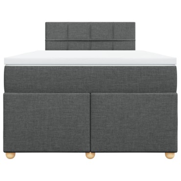 vidaXL Κρεβάτι Boxspring με Στρώμα Σκούρο Γκρι 120x200 εκ. Υφασμάτινο