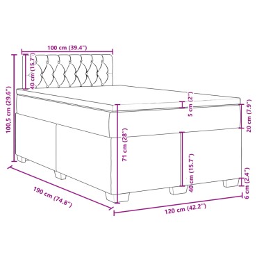 vidaXL Κρεβάτι Boxspring με Στρώμα Σκούρο Γκρι 120x190 εκ Υφασμάτινο