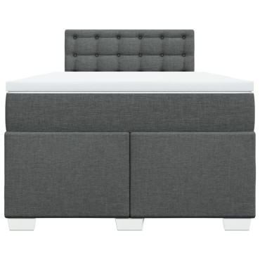 vidaXL Κρεβάτι Boxspring με Στρώμα Σκούρο Γκρι 120x190 εκ Υφασμάτινο