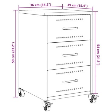 vidaXL Κομοδίνο Ροζ 36x39x59cm από Χάλυβα 1 τεμ.