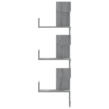 vidaXL Γωνιακή Ραφιέρα Τοίχου Γκρι Sonoma 45x45x147cm Επεξ. Ξύλο 1 τεμ.