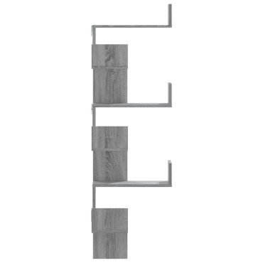 vidaXL Γωνιακή Ραφιέρα Τοίχου Γκρι Sonoma 45x45x147cm Επεξ. Ξύλο 1 τεμ.