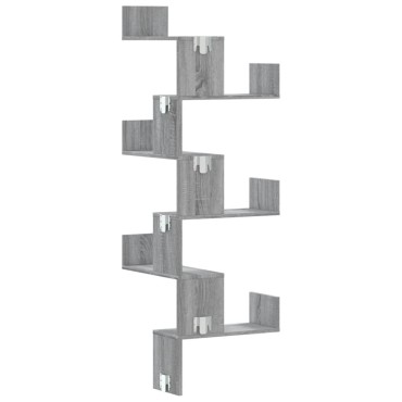 vidaXL Γωνιακή Ραφιέρα Τοίχου Γκρι Sonoma 45x45x147cm Επεξ. Ξύλο 1 τεμ.