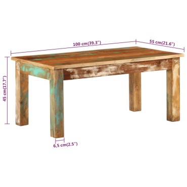 vidaXL Τραπεζάκι Σαλονιού 100x55x45cm από Μασίφ Ανακυκλωμένο Ξύλο 1 τεμ.