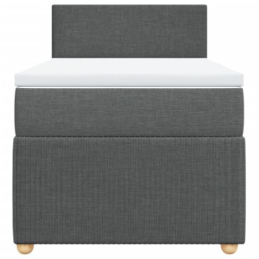 vidaXL Κρεβάτι Boxspring με Στρώμα Σκούρο Γκρι 90x190 εκ. Υφασμάτινο