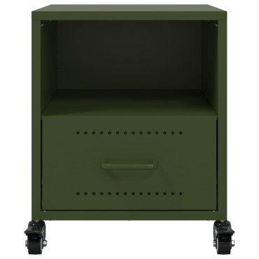 vidaXL Κομοδίνα 2 τεμ. Πράσινο Λαδί 36x39x43,5cm από Χάλυβα