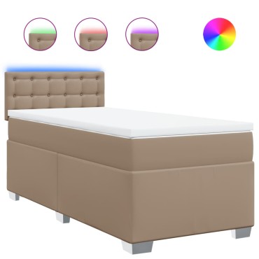 vidaXL Κρεβάτι Boxspring με Στρώμα Καπουτσίνο 80x200cm Συνθ. Δέρμα 1 τεμ. - Μονό