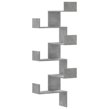 vidaXL Γωνιακή Ραφιέρα Τοίχου Γκρι Σκυρ. 45x45x147cm Επεξ. Ξύλο 1 τεμ.
