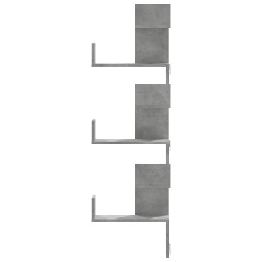 vidaXL Γωνιακή Ραφιέρα Τοίχου Γκρι Σκυρ. 45x45x147cm Επεξ. Ξύλο 1 τεμ.