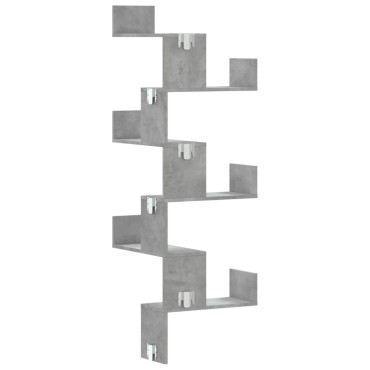 vidaXL Γωνιακή Ραφιέρα Τοίχου Γκρι Σκυρ. 45x45x147cm Επεξ. Ξύλο 1 τεμ.