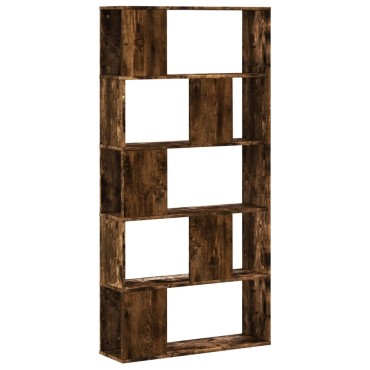 vidaXL Βιβλιοθήκη 5 Επιπέδων Καπνιστή Δρυς 80,5x23,5x162,5 Επεξ. Ξύλο 80,5x23,5x162,5cm 1 τεμ.