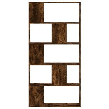 vidaXL Βιβλιοθήκη 5 Επιπέδων Καπνιστή Δρυς 80,5x23,5x162,5 Επεξ. Ξύλο 80,5x23,5x162,5cm 1 τεμ.