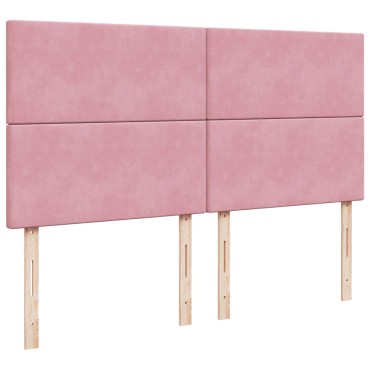 vidaXL Κρεβάτι Boxspring με Στρώμα Ροζ 200x200 εκ. Βελούδινο