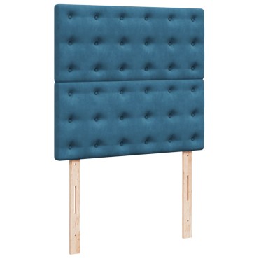 vidaXL Κρεβάτι Boxspring με Στρώμα Σκούρο Μπλε 100x200 εκ. Βελούδινο