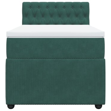 vidaXL Κρεβάτι Boxspring με Στρώμα Σκούρο Πράσινο 100x200εκ. Βελούδινο