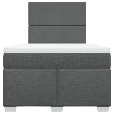 vidaXL Κρεβάτι Boxspring με Στρώμα Σκούρο Γκρι 120x190 εκ Υφασμάτινο