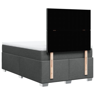 vidaXL Κρεβάτι Boxspring με Στρώμα Σκούρο Γκρι 120x190 εκ Υφασμάτινο