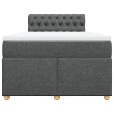 vidaXL Κρεβάτι Boxspring με Στρώμα Σκούρο Γκρι 120x200 εκ. Υφασμάτινο