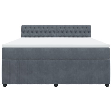vidaXL Κρεβάτι Boxspring με Στρώμα Σκούρο Γκρι 180x200 εκ. Βελούδινο