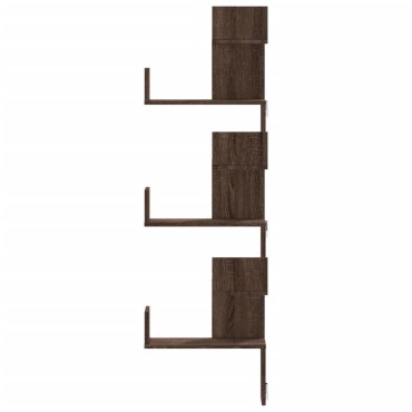 vidaXL Γωνιακή Ραφιέρα Τοίχου Καφέ Δρυς 45x45x147cm Επεξ. Ξύλο 1 τεμ.