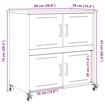 vidaXL Ντουλάπι Ροζ 68x39x72cm από Ατσάλι 1 τεμ.