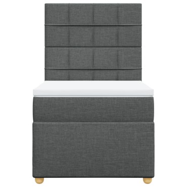 vidaXL Κρεβάτι Boxspring με Στρώμα Σκούρο Γκρι 90x200 εκ. Υφασμάτινο