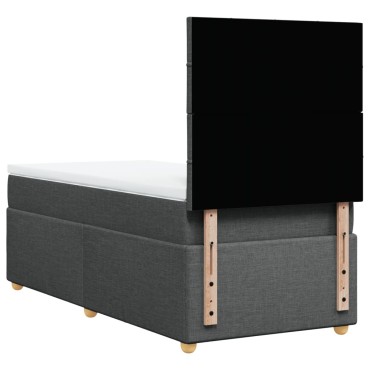 vidaXL Κρεβάτι Boxspring με Στρώμα Σκούρο Γκρι 90x200 εκ. Υφασμάτινο