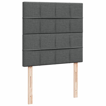 vidaXL Κρεβάτι Boxspring με Στρώμα Σκούρο Γκρι 90x200 εκ. Υφασμάτινο