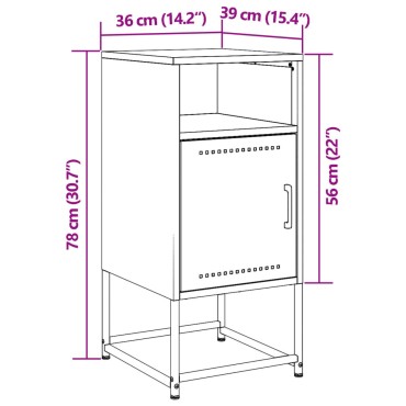 vidaXL Κομοδίνο Ανθρακί 36x39x78cm από Χάλυβα 1 τεμ.