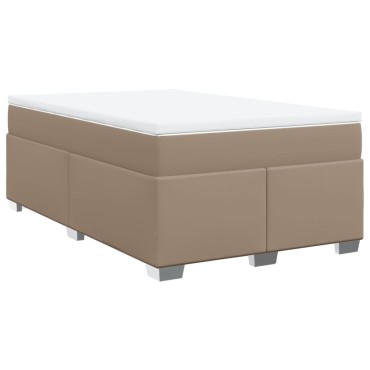 vidaXL Κρεβάτι Boxspring με Στρώμα Καπουτσίνο 120x190cm από Συνθ.Δέρμα 1 τεμ. - Μονό